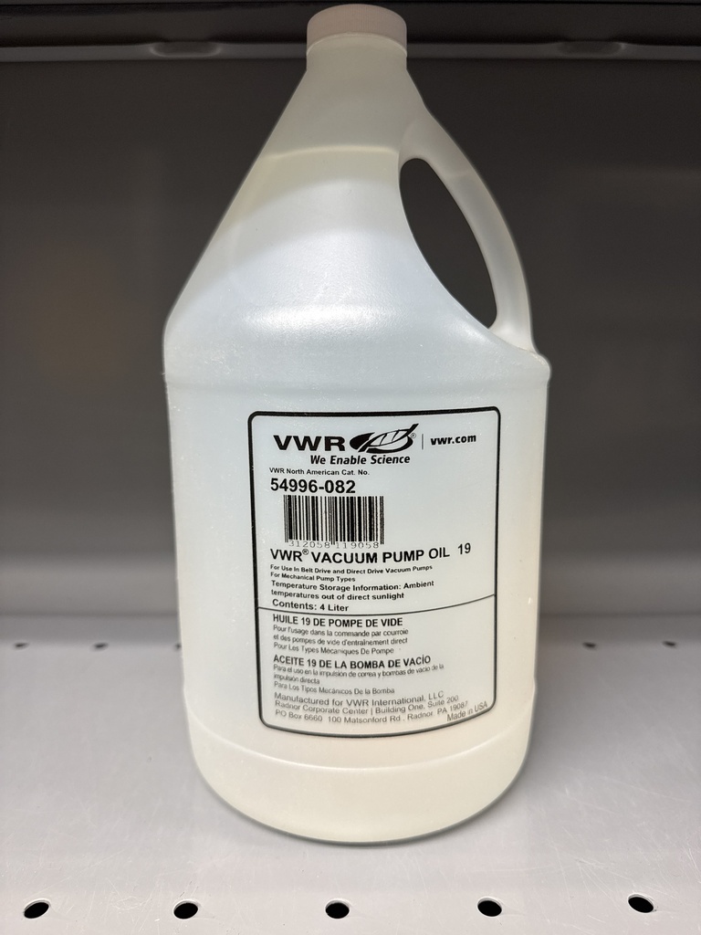OIL, PUMP VACUUM 4 LITER VWR 1